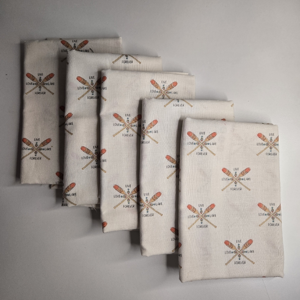 Live Love Lake Forever Oars On Cream 5 Fat Quarters Emma & Mila 100% Cotton